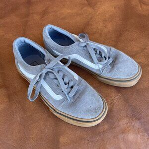 Vans Old Skool Off The Wall Kids Shoes Gray Suede w/ White Stripe Youth Size 4